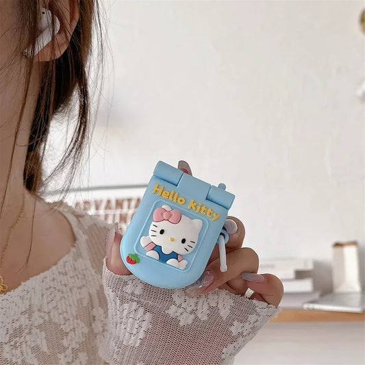 Hello Kitty Blue Flip Phone Airpods Case