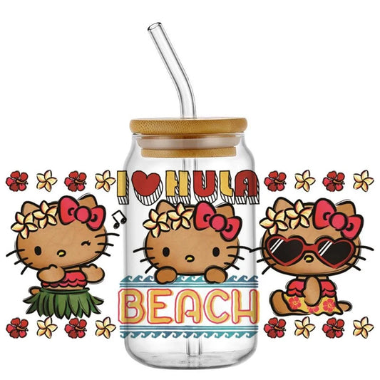Hello Kitty Summer Beach Hawaii Water Bottle Cups