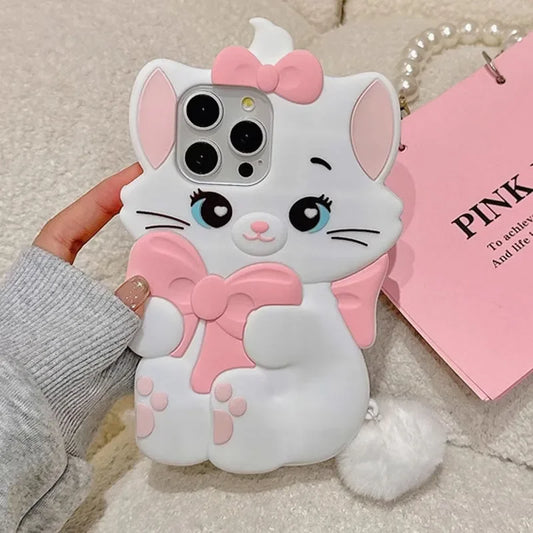 Marie Cat Pink Bow Kawaii Phone Case
