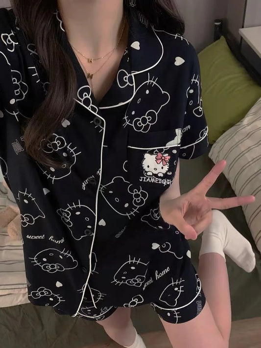 Hello Kitty Black Two Piece Pajama Set
